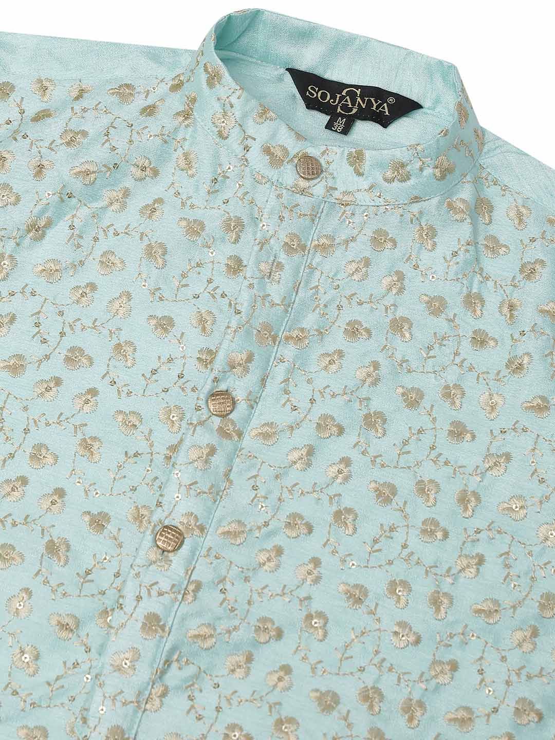 SOJANYA Kurta Lurus Kolar Mandarin Sulam Bunga