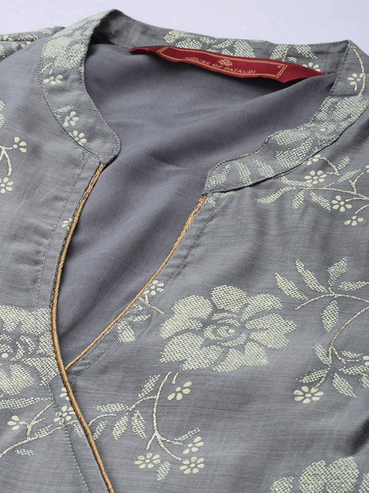 House of Pataudi Floral Printed A-Line Angrakha Jashn Kurta