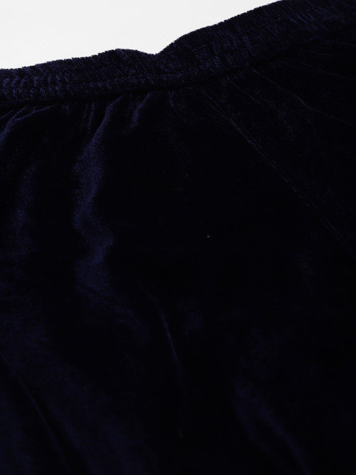 Shae by SASSAFRAS Women Navy Blue Embroidered Parallel Trousers