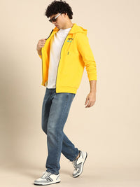 Being Human Men Brand Logo & Numeric Print Hooded Pure Cotton Front-Open Sweatshirt