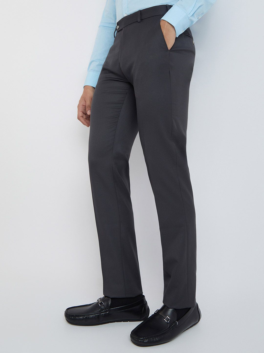 Raymond Men Checked Slim Fit Formal Trousers