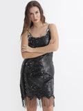 RAREISM Sequin Embellished Shoulder Straps Sheath Dress