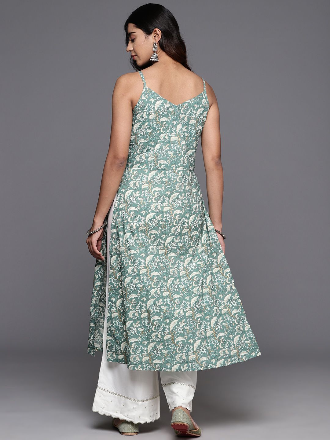 Varanga Women Floral Printed Gotta Patti A-Line Kurta