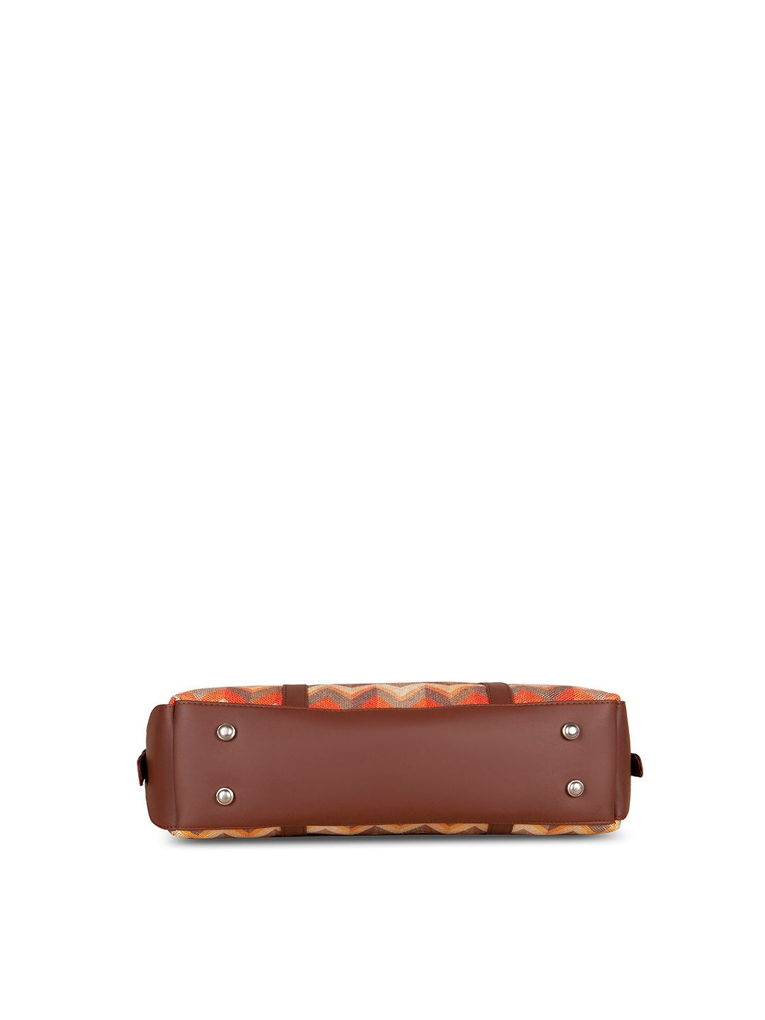 ZOUK Orange & Brown Handcrafted Fabric Vegan Leather Sustainable Shoulder Bag