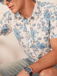 DENNISON Tropical Hand Block Printed Oversized Shirt