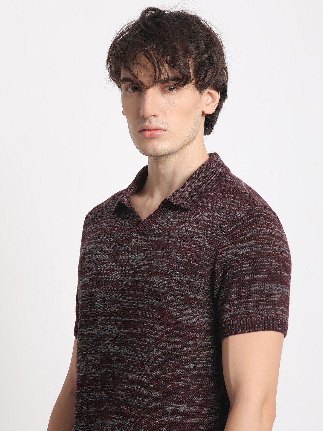 THE BEAR HOUSE Abstrcat Printed Polo Collar Cotton T-shirt