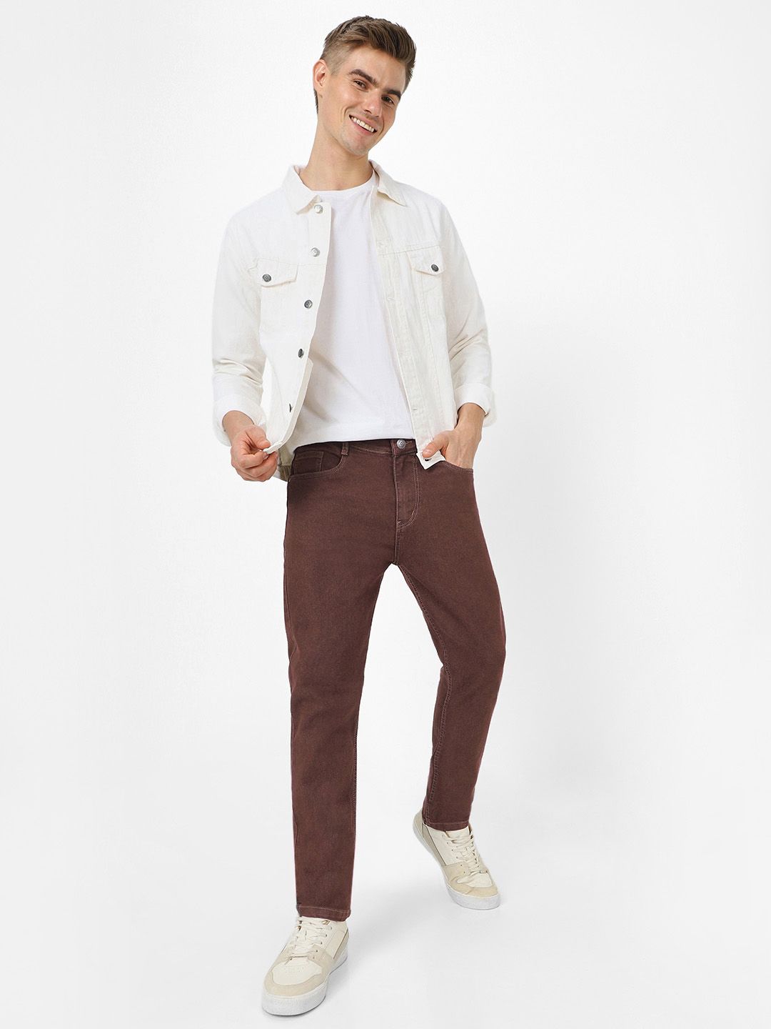 Urbano Fashion Men Brown Slim Fit Mid-Rise Clean Look Stretchable Jeans