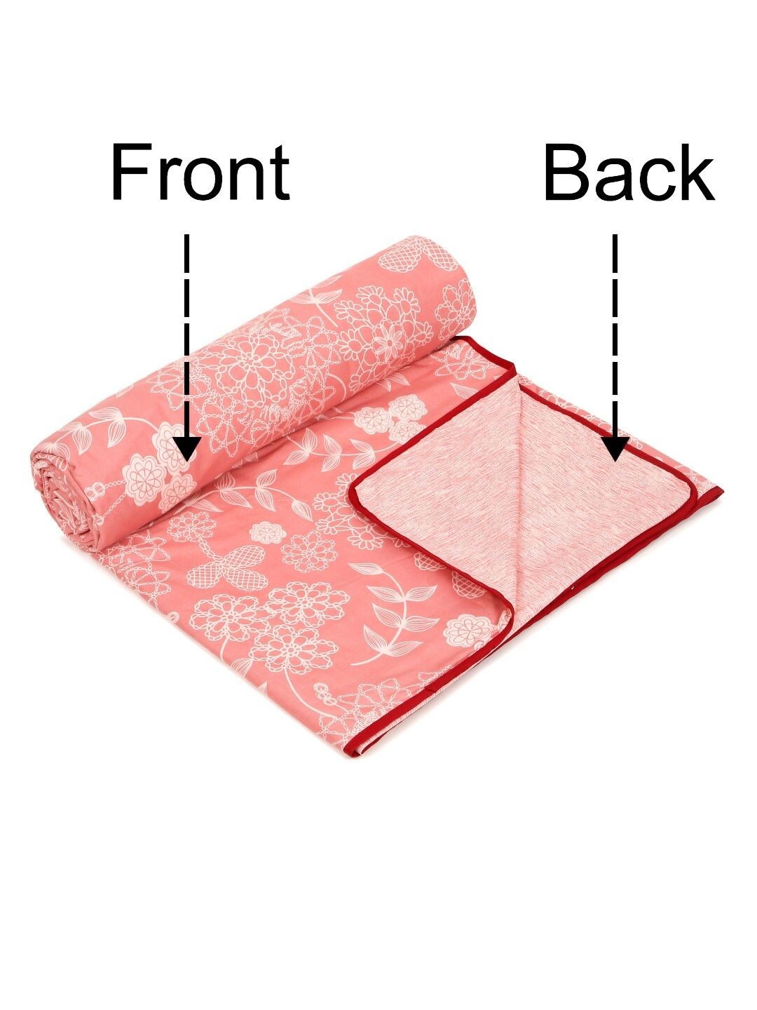 Cortina Rose & White Floral Microfiber AC Room Reversible Double Bed Dohar