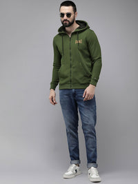 SPYKAR Typography Printed Front-Open Hooded Sweatshirt