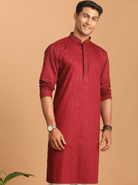 VASTRAMAY Striped Mandarin Collar Kurta