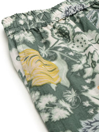 SANSKRUTIHOMES Women White & Green Pure Cotton Printed Shorts Set