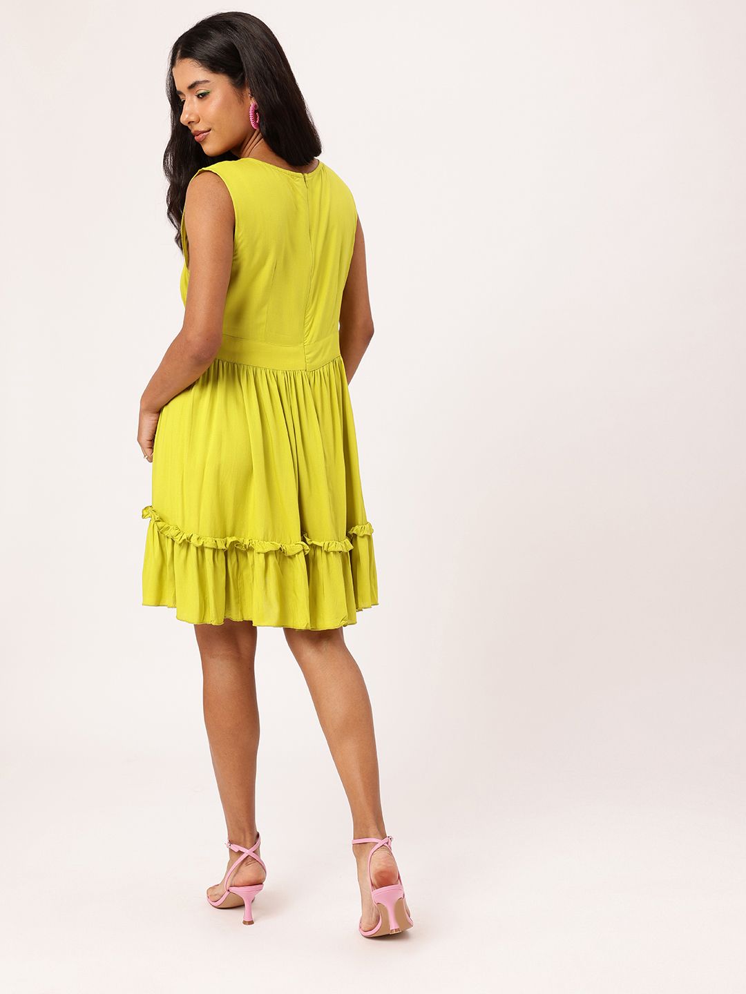 DressBerry Playful Feminine V-Neck Sleeveless Fit & Flare Dress