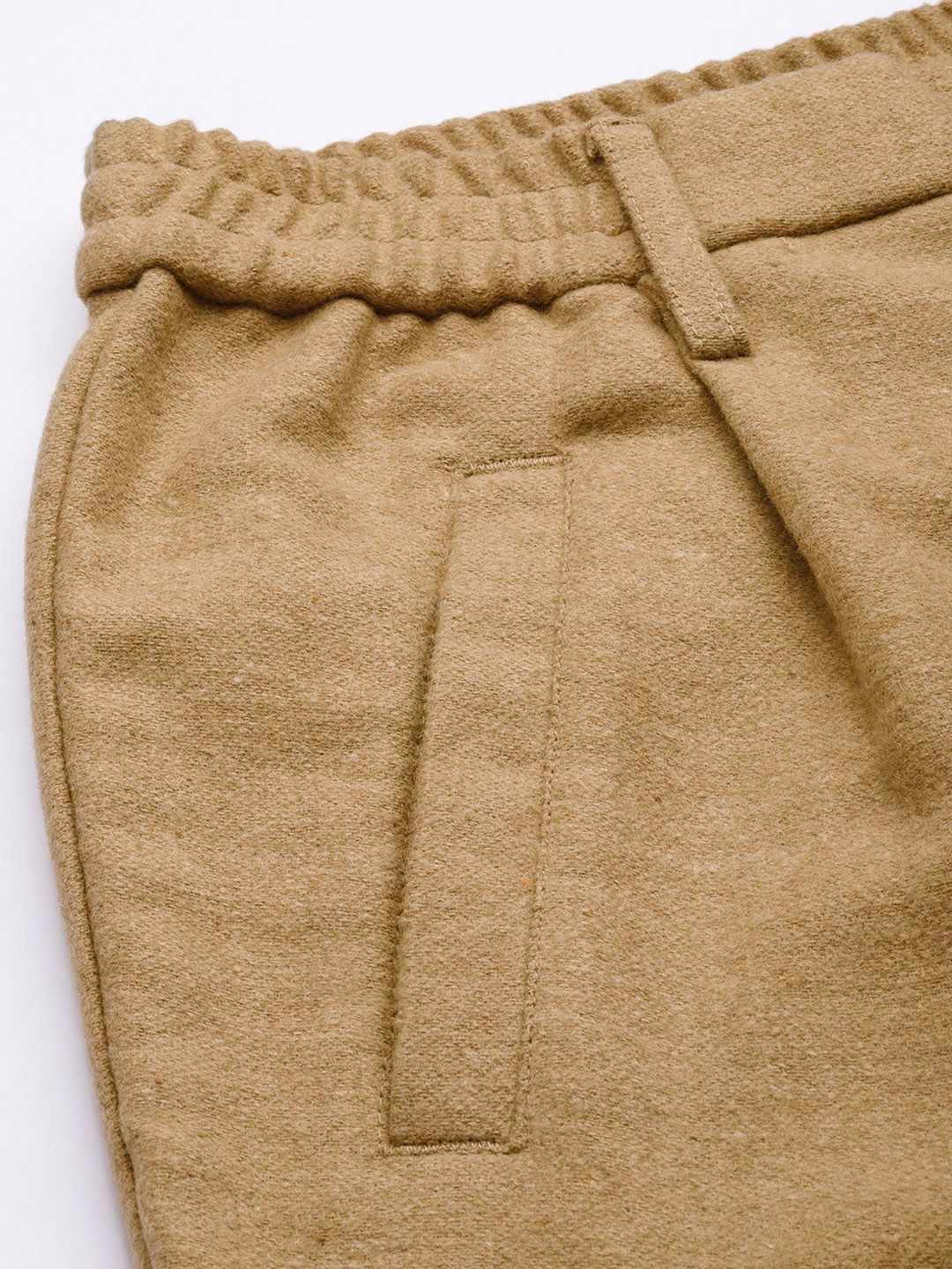 Mr Bowerbird Men Camel Brown Liberal Fit Solid Pleated Cargos