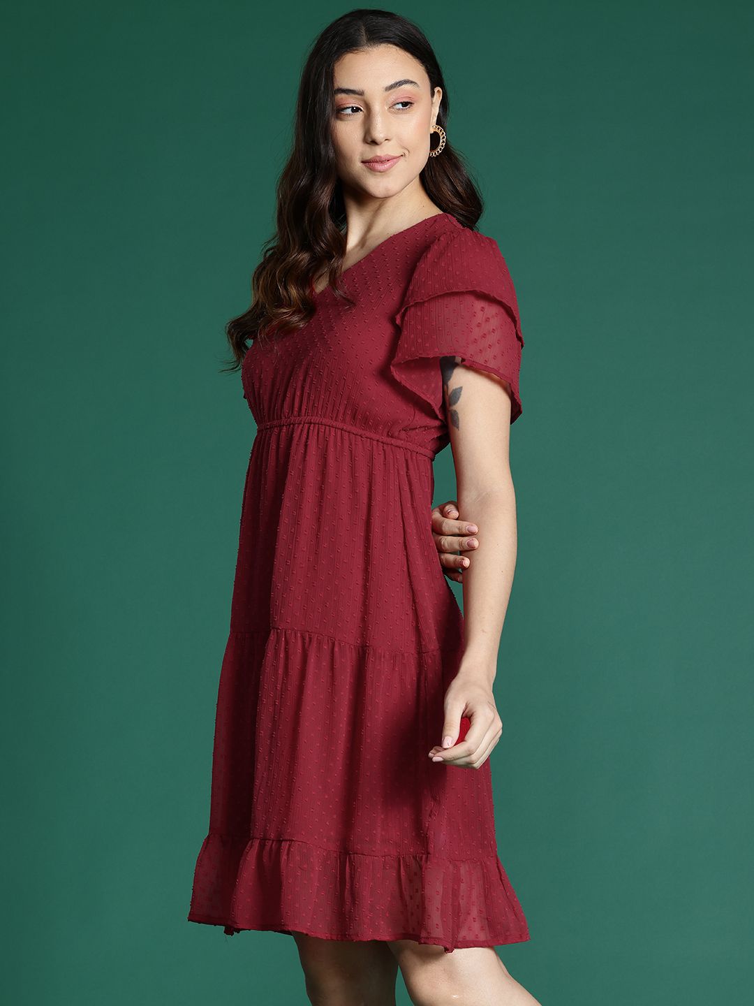 DressBerry Dobby Weave A-Line Mini Dress