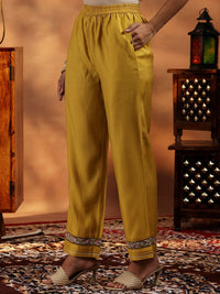 Libas Women Floral Yoke Design Regular Thread Work Kurta with Trousers & With Dupatta