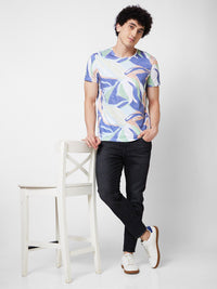 SPYKAR Round Neck Short Sleeves Printed Slim Fit Cotton T-shirt