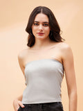 SASSAFRAS BASICS Ribbed Strapless Cotton Tube Top