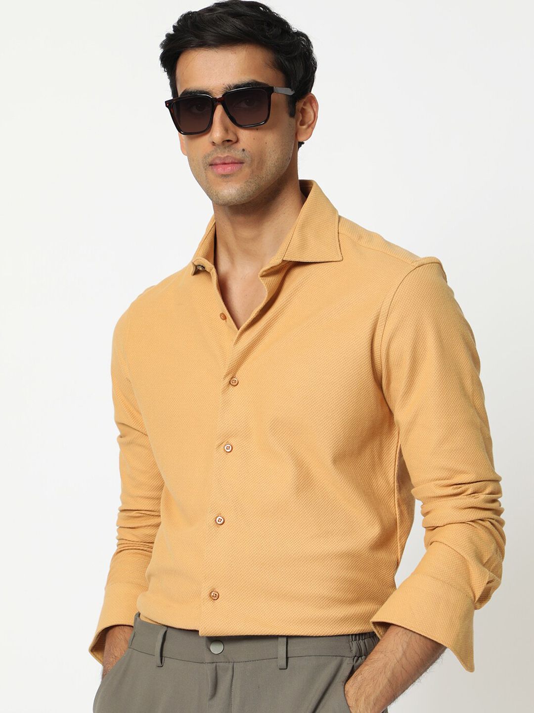 RARE RABBIT Men Venziya Slim Fit Opaque Cotton Shirt