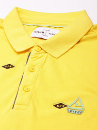 SPYKAR Pure Cotton Typography Printed Polo Collar Slim Fit Casual T-shirt