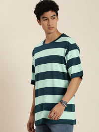 DILLINGER Men Striped Oversized Pure Cotton T-shirt