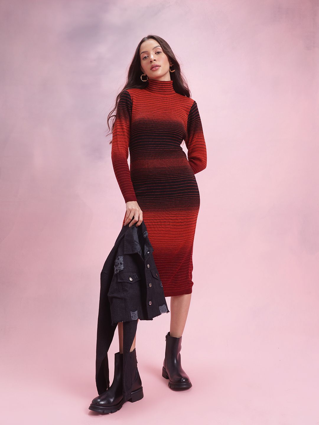 DressBerry Striped Midi Jumper Dress