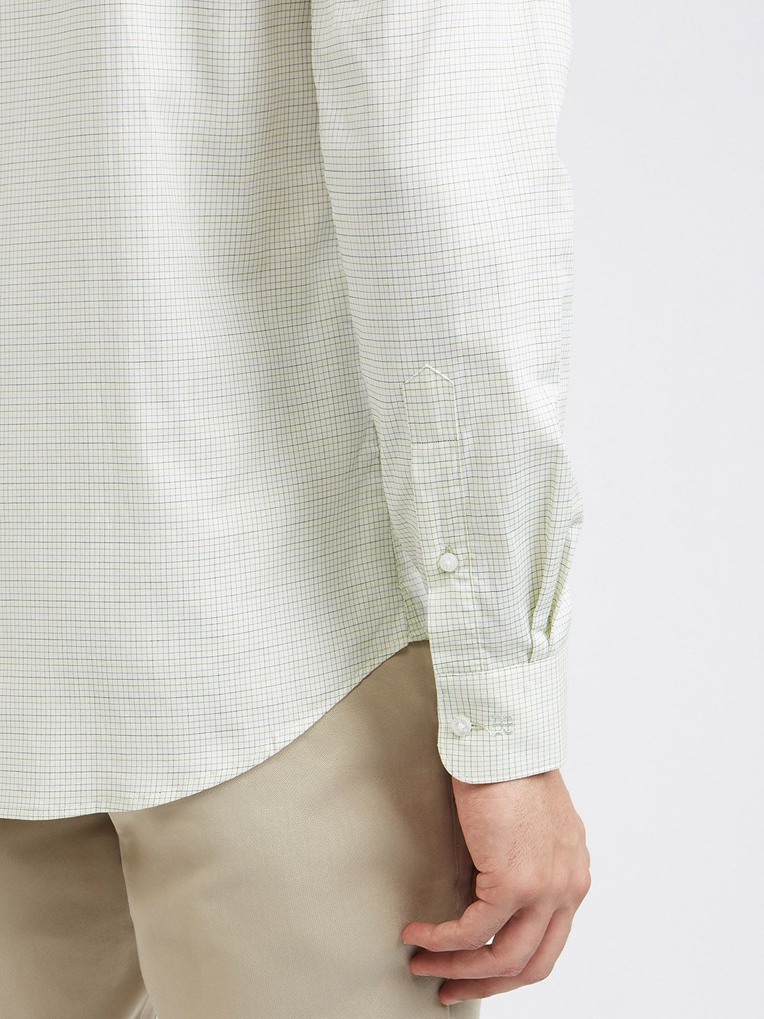 Raymond Men Green Pure Cotton Slim Fit Checked Formal Shirt