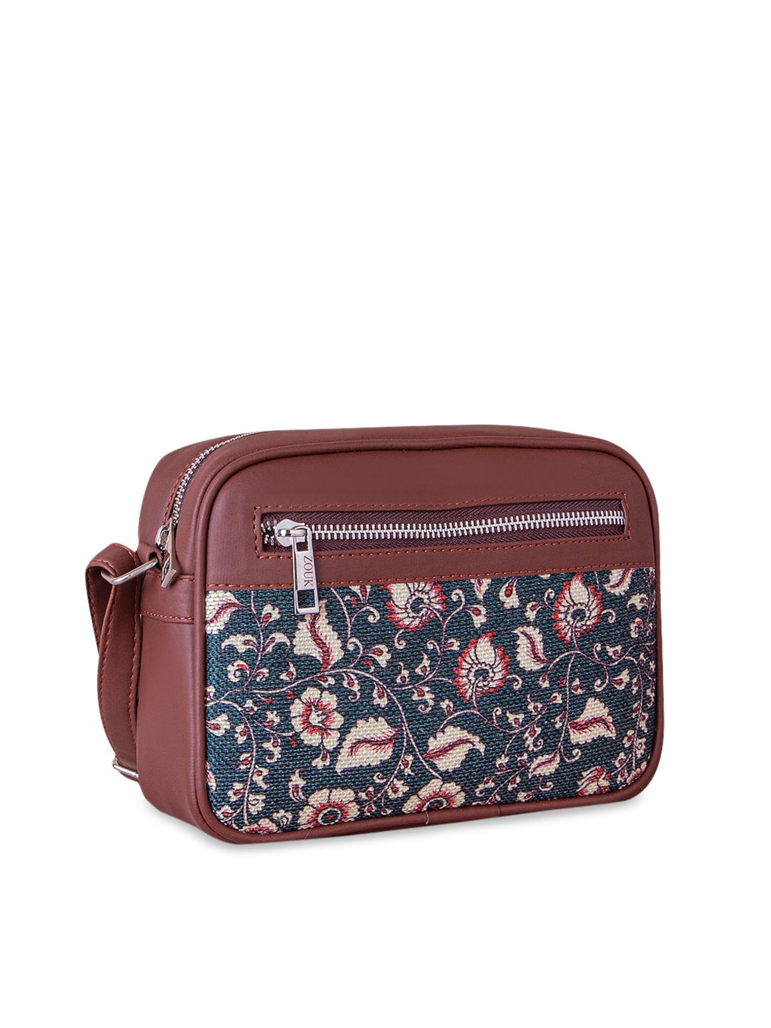 ZOUK Blue Kalamkari Printed Structured Sling Bag