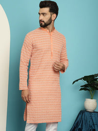 SOJANYA Mandarin Collar Embroidered Pure Cotton Kurta