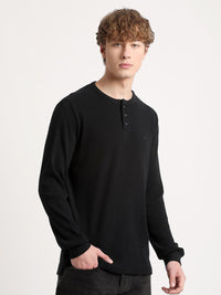 THE BEAR HOUSE Henley Neck Pure Cotton Slim Fit T-shirt