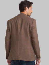Park Avenue Men Brown Self Design Single Breasted Blazer
