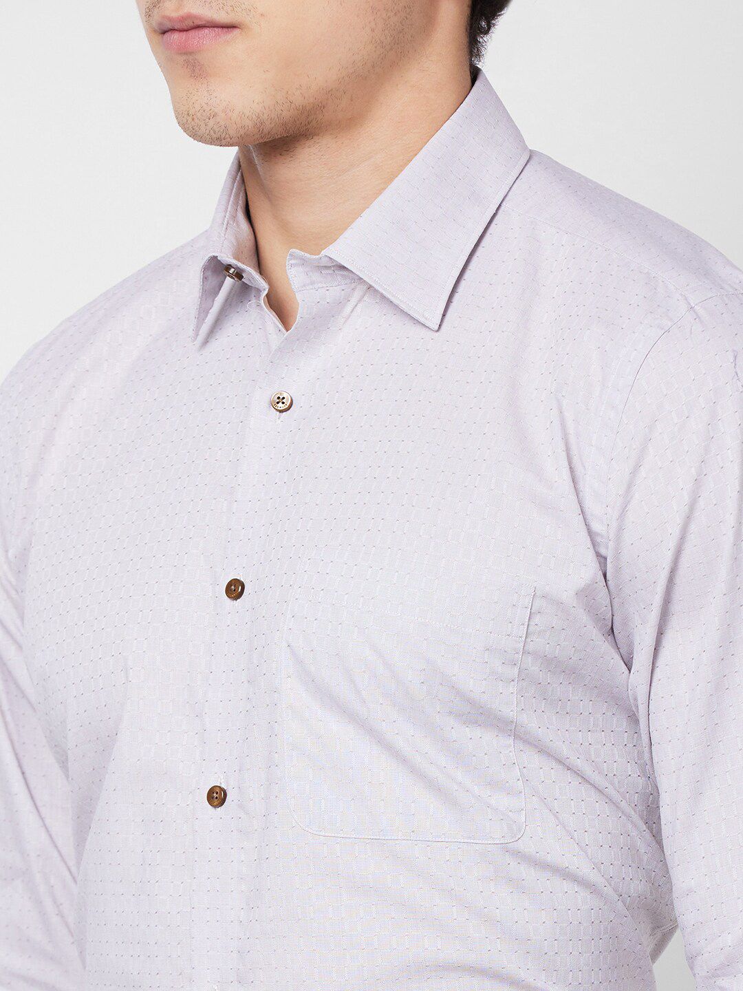 Raymond Spread Collar Long Sleeves Checked Contemporary-Fit Cotton Formal Shirt