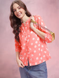 DressBerry Polka Dot Print Shirt Style Top