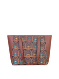 ZOUK Brown Ethnic Motifs Structured Tote Bag