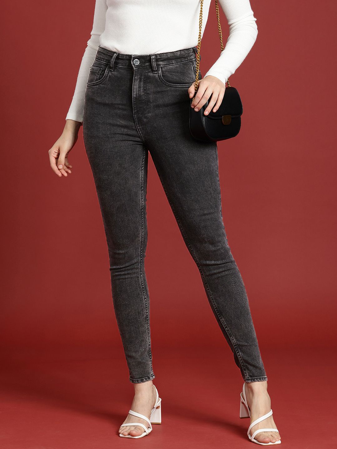 all about you Women Skinny Fit High-Rise Heavy Fade Stretchable Jeans