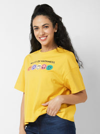 SPYKAR Typography Printed Round Neck Cotton Oversized T-shirt
