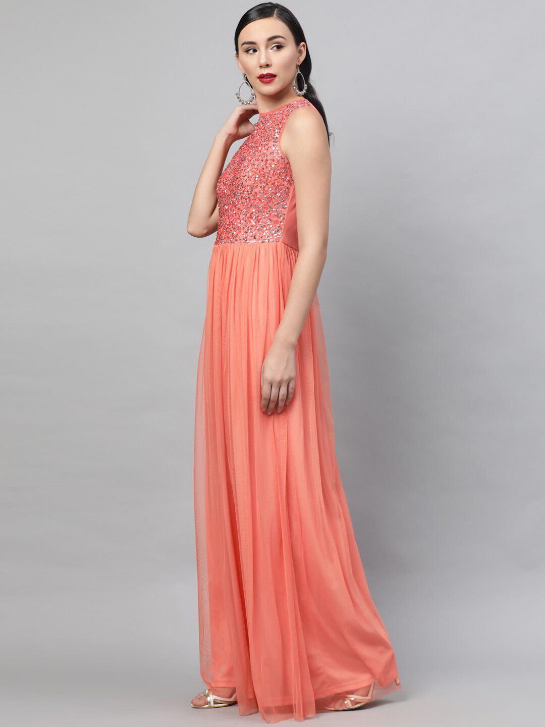 STREET 9 Orange Embellished Maxi Dress