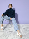 STREET 9 Women Deep Navy Blue Solid Sweatshirt