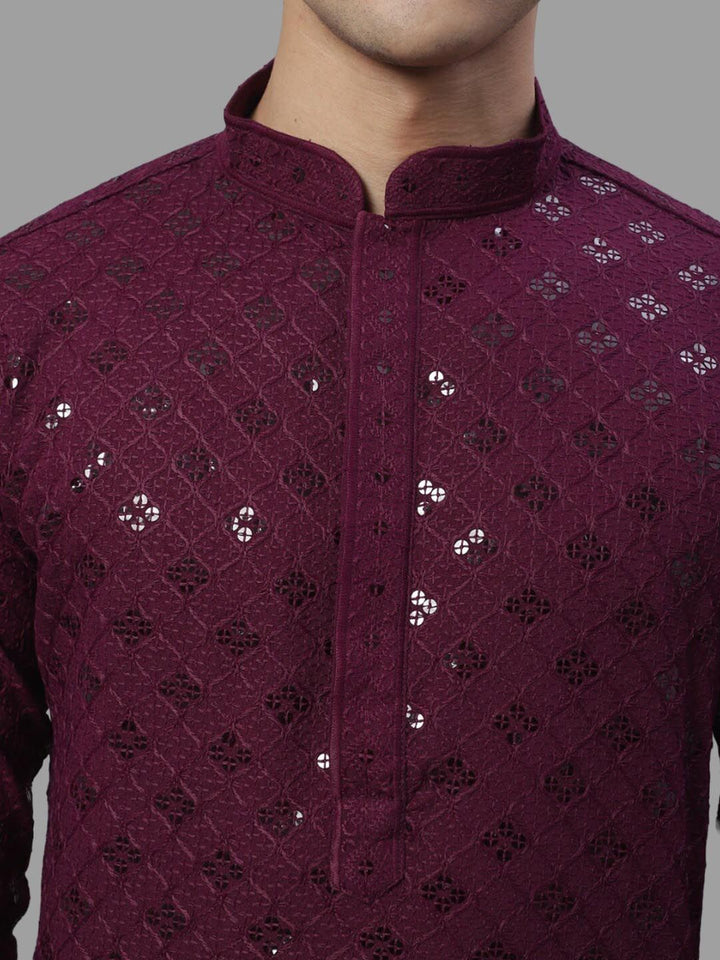 Jompers Ethnic Motifs Chikankari Embroidered Kurta With Pyjamas