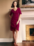 all about you Velvet Wrap-Style Sheath Dress