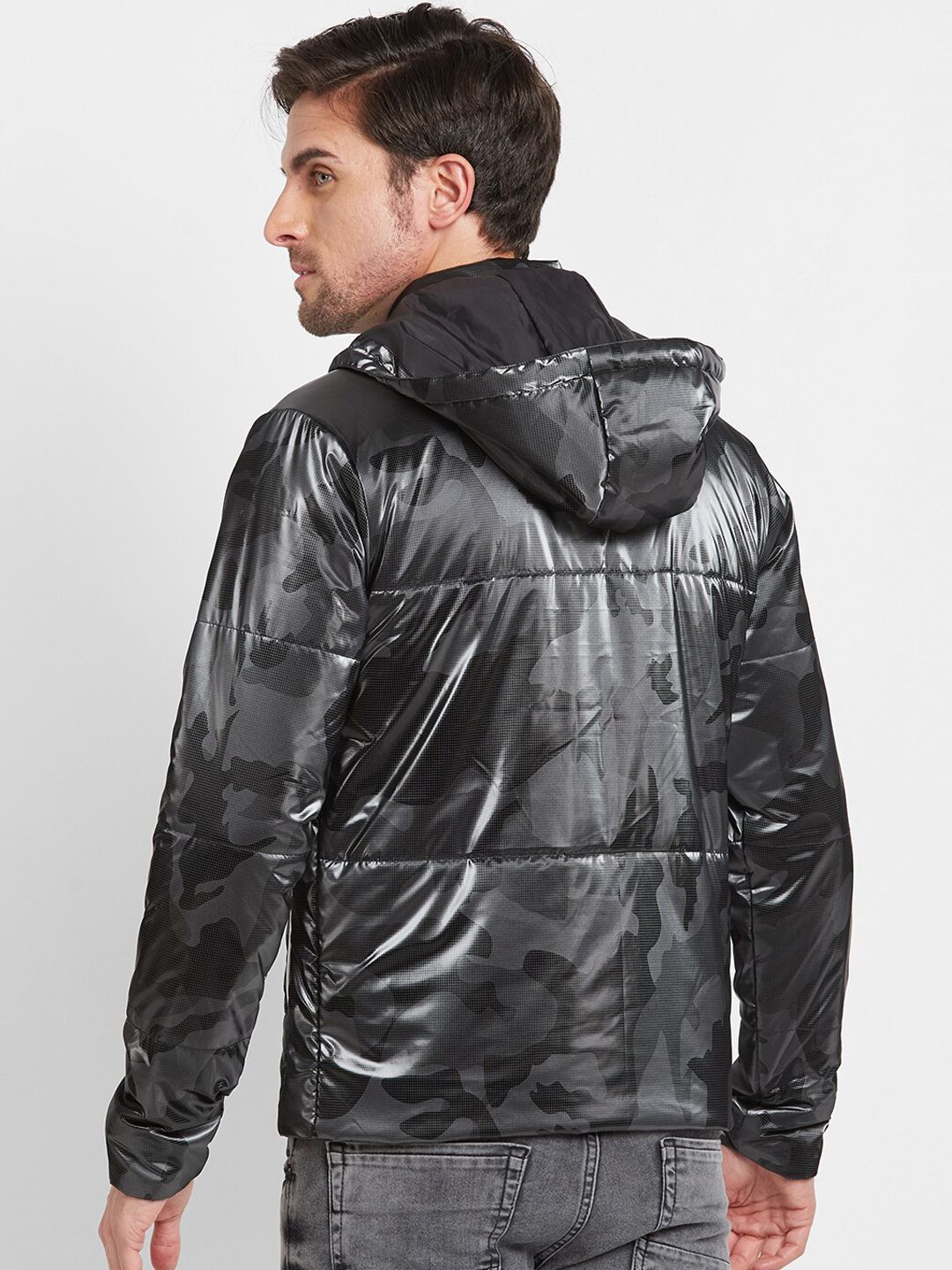 Being Human Camouflage Printed Hooded Puffer Jacket