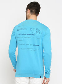 Being Human Men Turquoise Blue Printed Sweatshirt