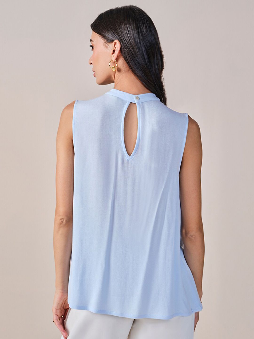 AND Round Neck Sleeveless Styled Back Top