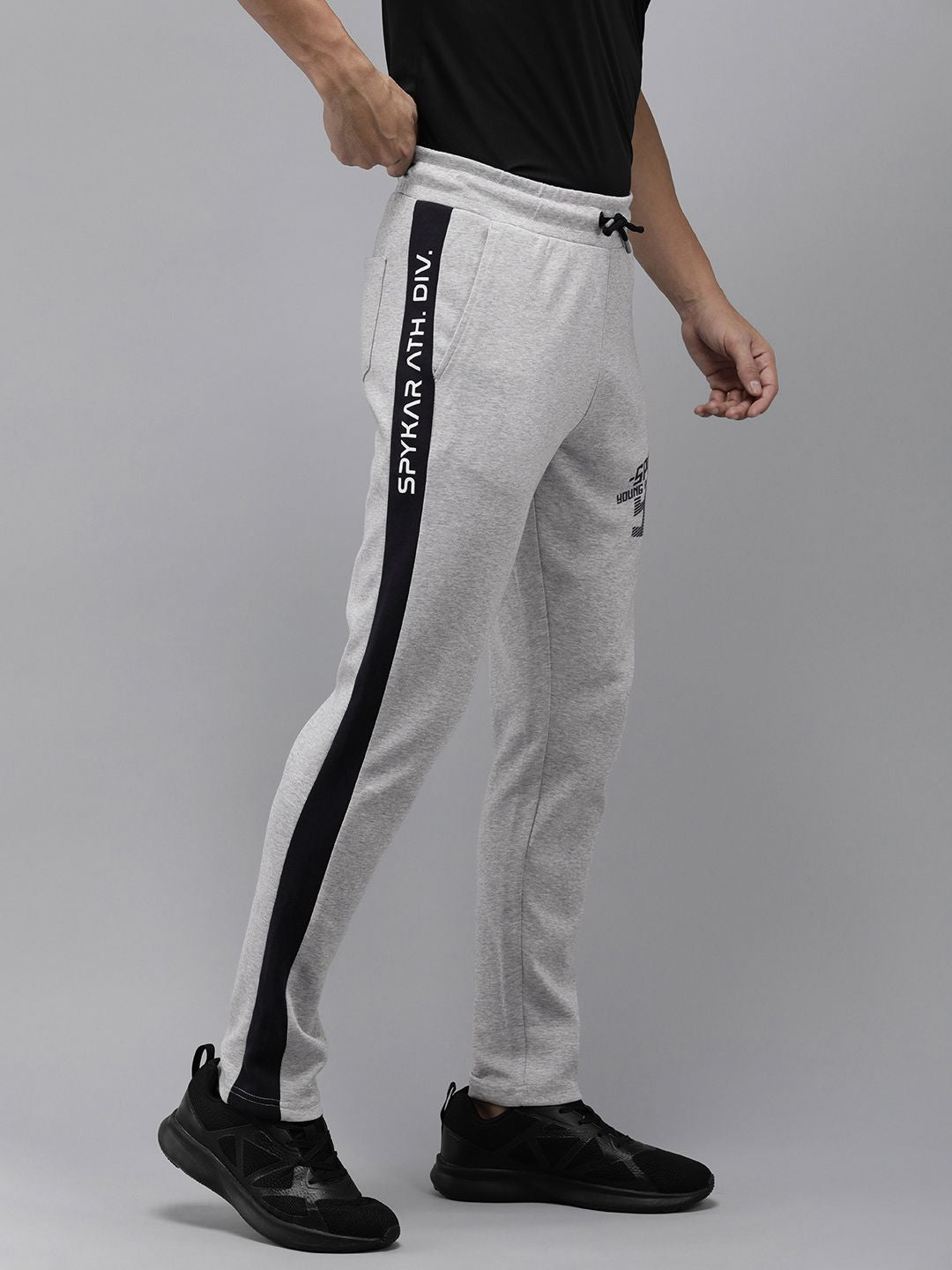 SPYKAR Men Solid Applique Slim Fit Track Pants With Side Stripes