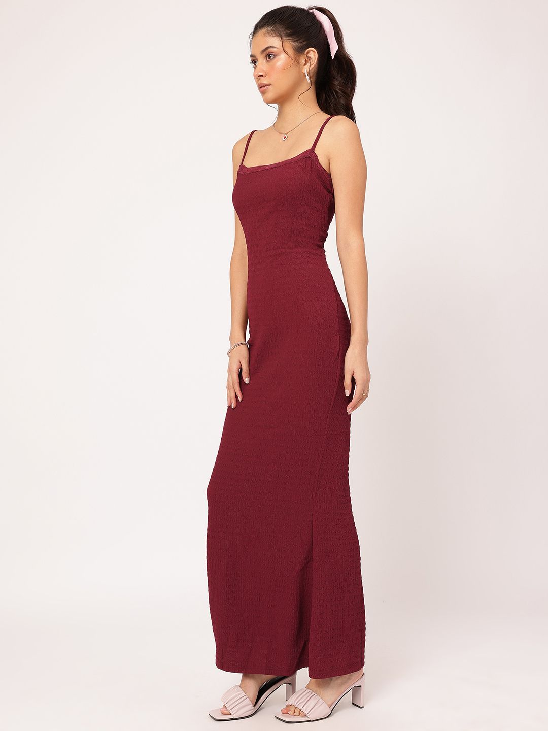 DressBerry Textured Luxe Lace Insert Maxi Dress