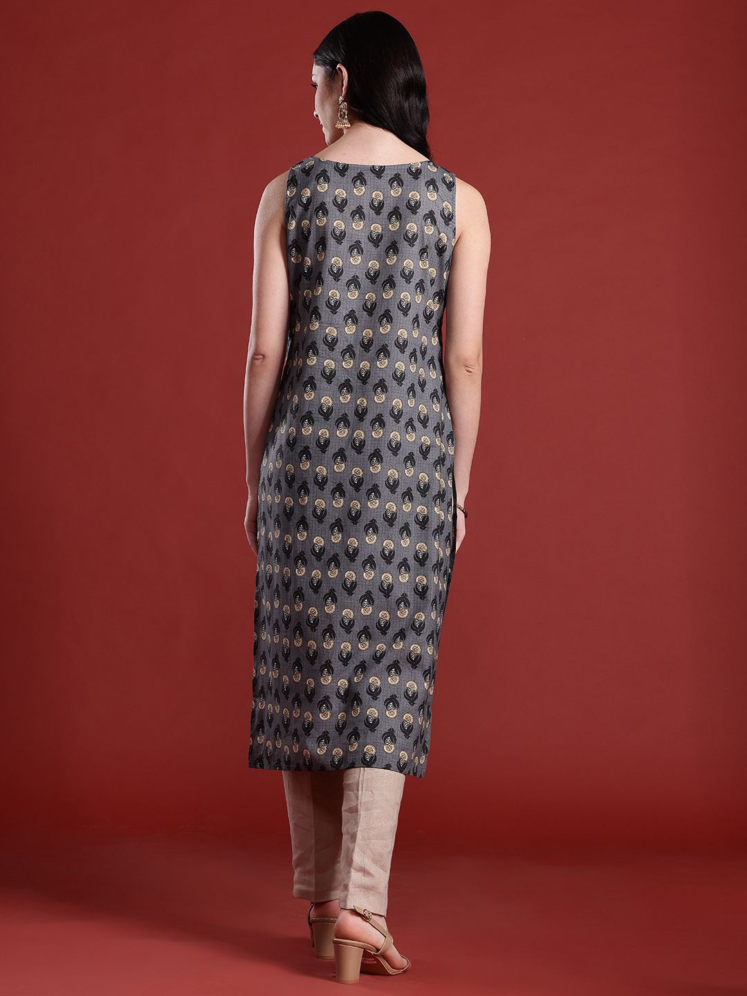 Anouk Floral Printed Keyhole Neck Indie Florals Kurta