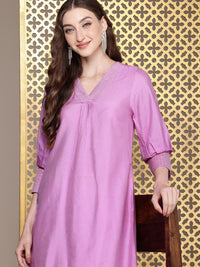 House of Pataudi V-Neck Zari Sequinned Pleated Rozana Kurta