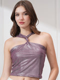 Tokyo Talkies Women Shimmer Halter Neck Top