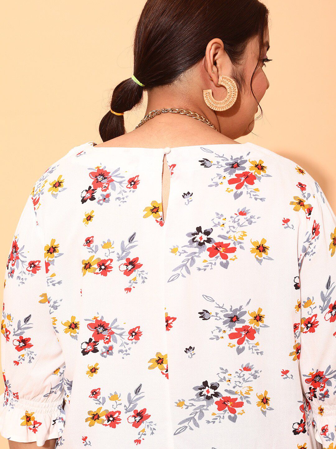 CURVY STREET Plus Size Floral Printed Top