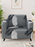Story@home Grey & White Printed 1 Seater Stretchable Sofa Cover With Arms