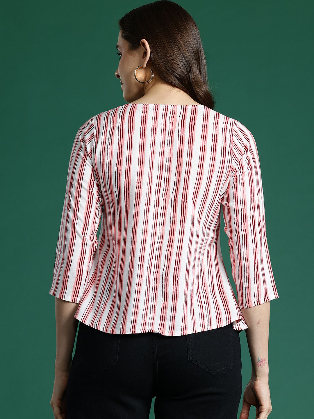 DressBerry Striped Keyhole Neck Top